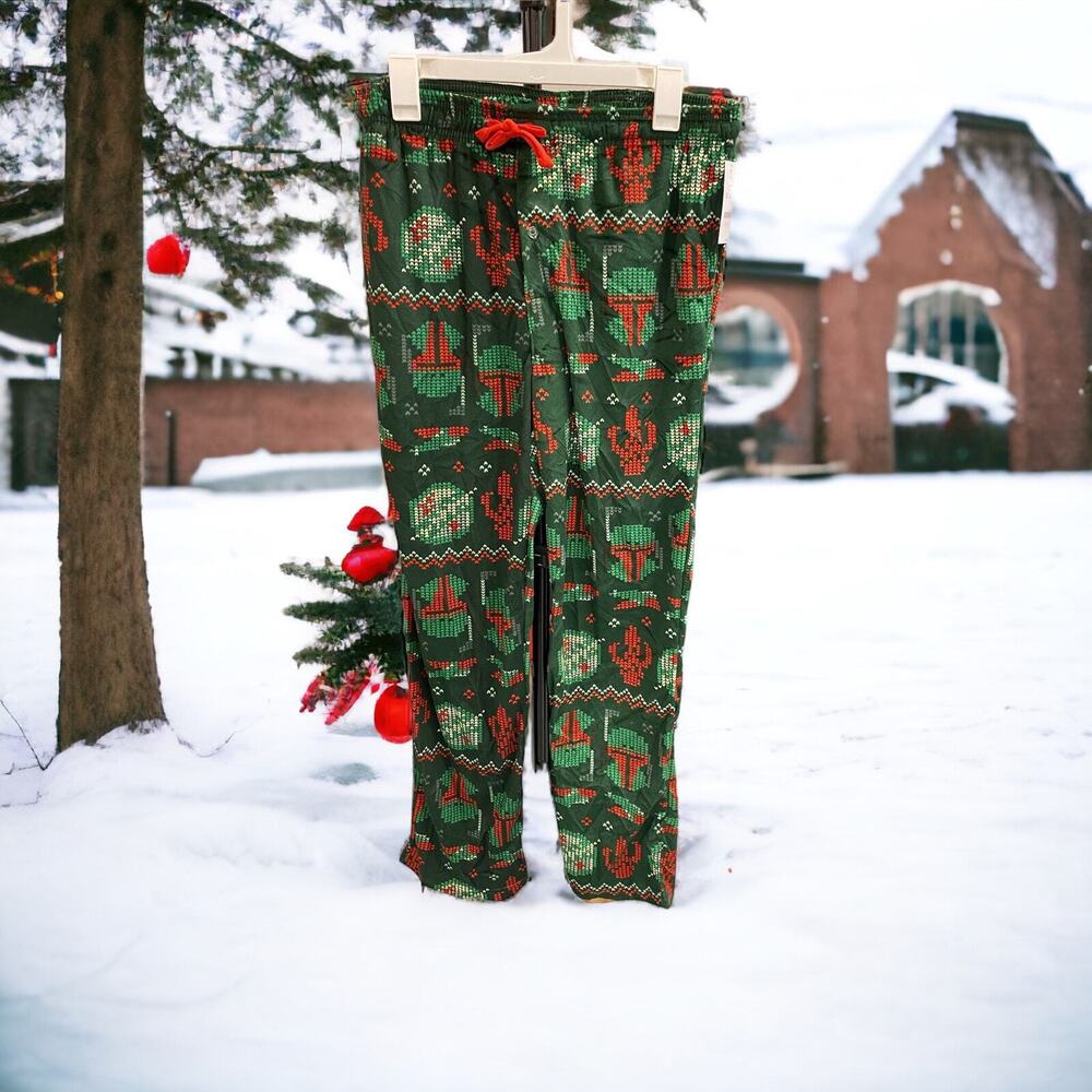 Star Wars Boba Fett Pajamas Christmas Holiday Winter Bottoms Men's Size L NWT